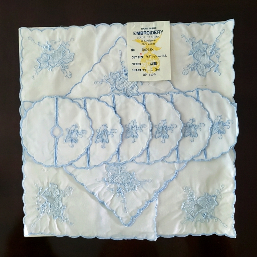 Embroidery cocktail napkins set of 6